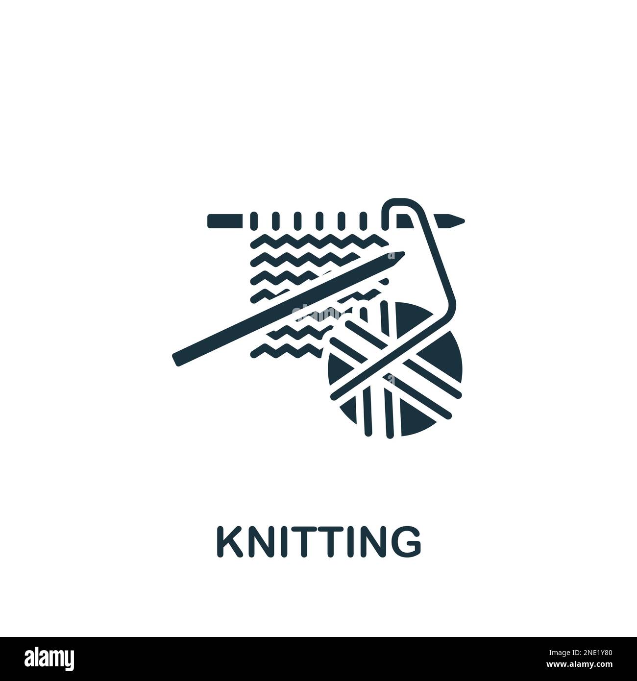 Knitting icon. Monochrome simple sign from hobby collection. Knitting icon for logo, templates, web design and infographics. Stock Vector