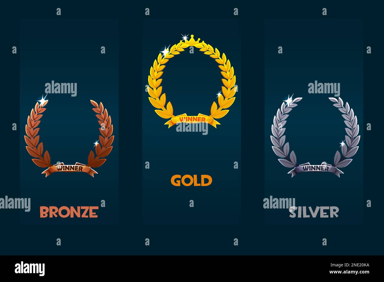 Set of laurel wreath award- bronze, silver and gold Stock Vector Image ...