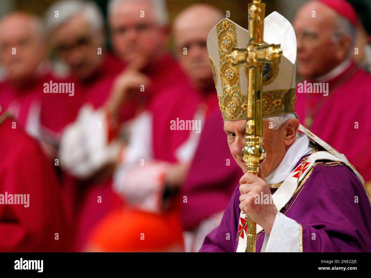 Pope Benedict XVI arrives for a memorial Mass at St. Peter's Basilica ...