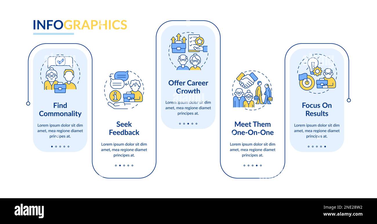 Dealing with age gap in workplace rectangle infographic template Stock Vector