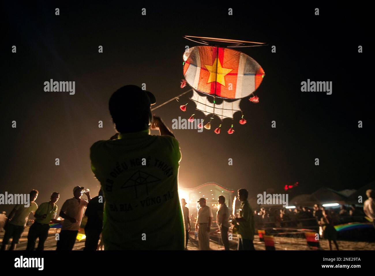 A member of Vietnamese team flies his kite in a special kite art flying