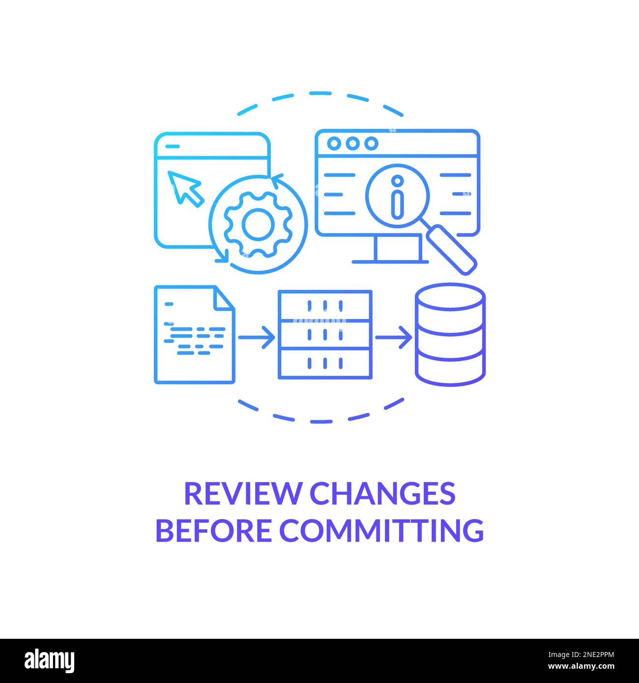 Review changes before committing blue gradient concept icon Stock ...