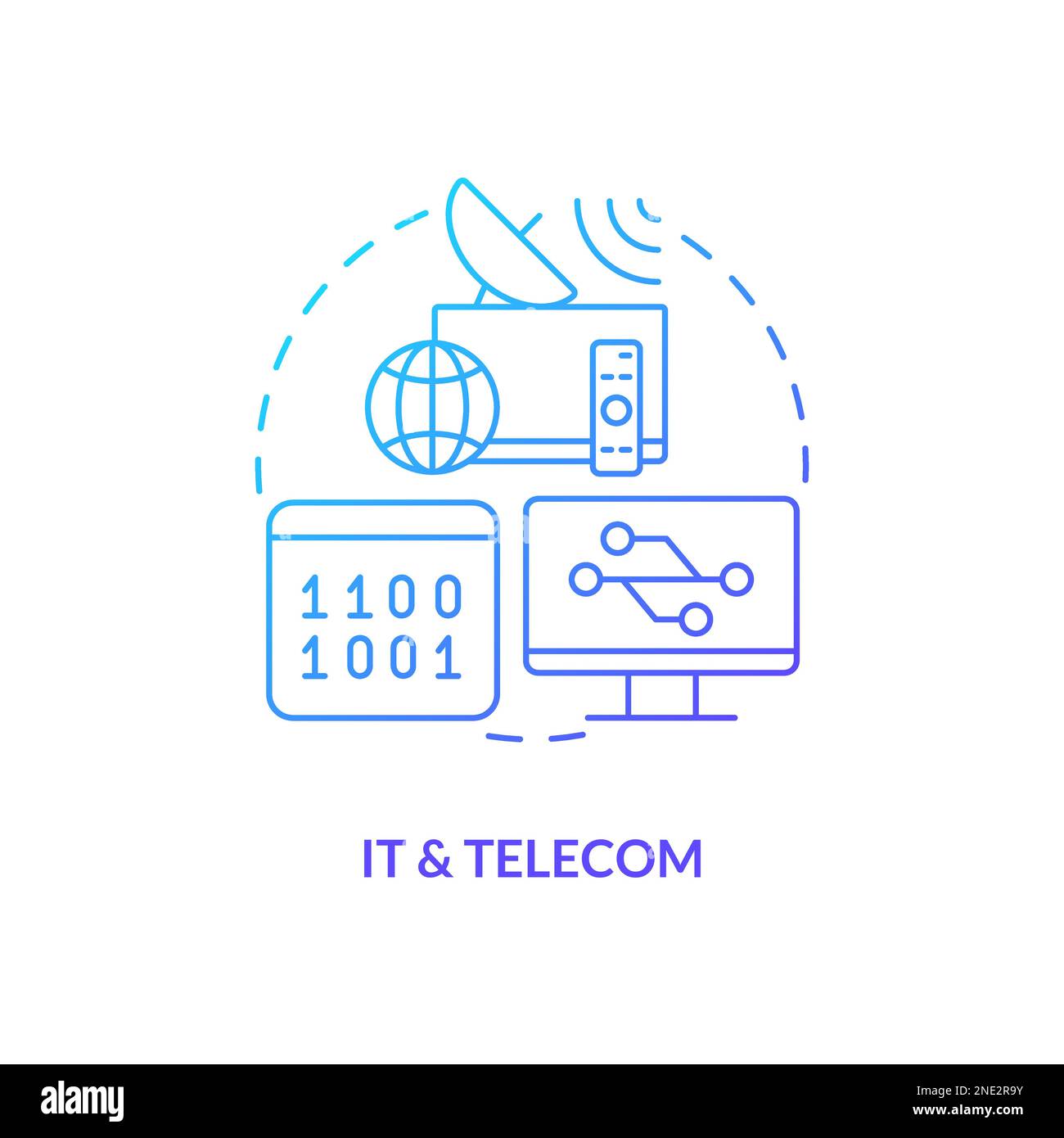 IT and telecom blue gradient concept icon Stock Vector