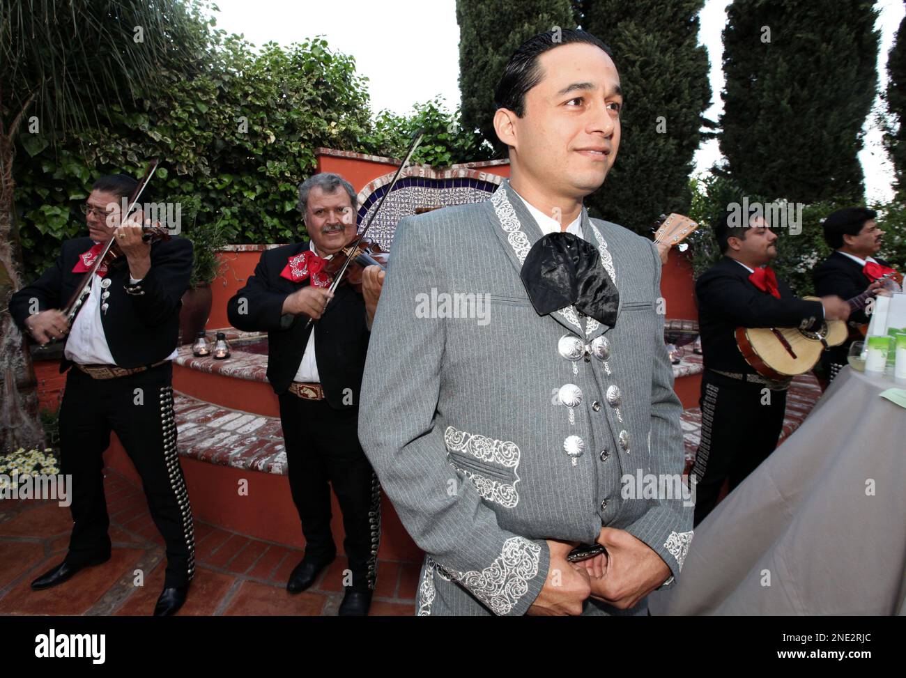 LOS ANGELES, CA - MARCH 24: Mariachi singer Rafael Renteria and band at ...