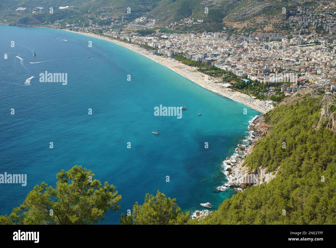 Aerial View of Alanya Town in Antalya City, Turkiye Stock Photo