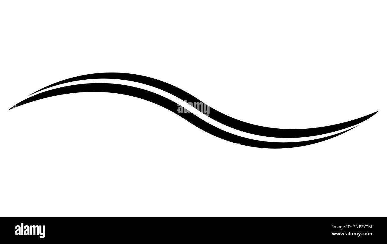 Double curve wave, vector simple water, swoosh wavy strip long Stock Vector