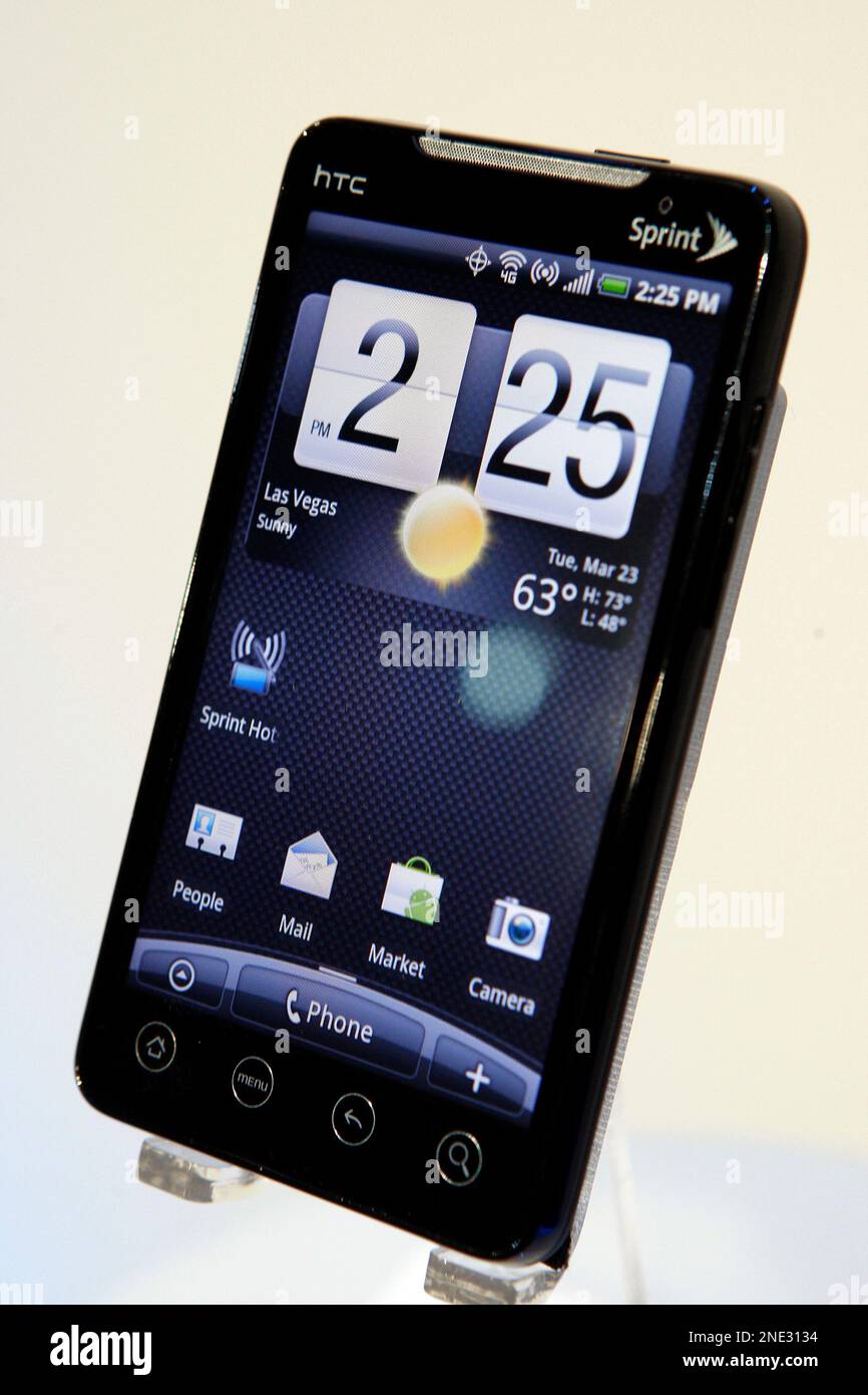 The HTC EVO 4G smart phone is pictured during the CTIA wireless show  Tuesday, March 23, 2010 in Las Vegas. (AP Photo/Isaac Brekken Stock Photo -  Alamy