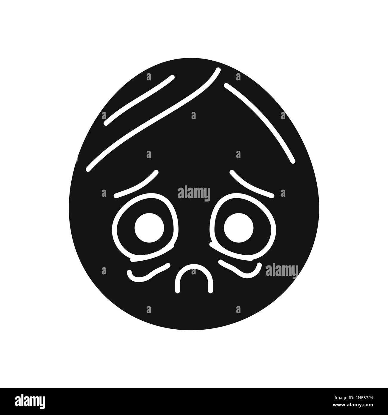 Oval blue crying character color line icon. Mascot of emotions ...