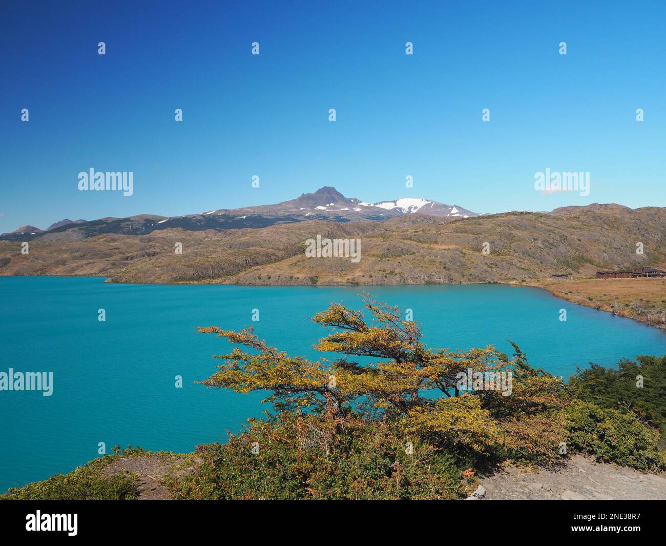 Blue lake on the O circuit hike, Torres del Paine, Chile Stock Photo