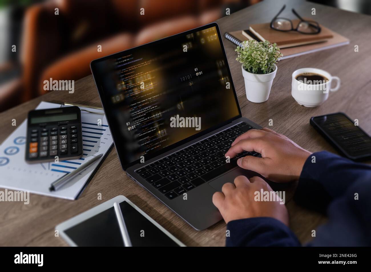 software engineer working on a laptop Website application development Technology concepts Stock Photo