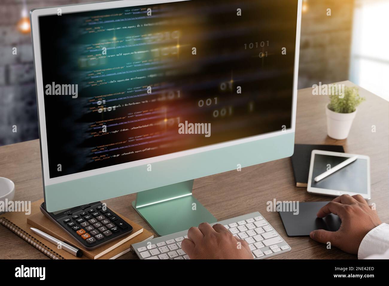software engineer working on a laptop Website application development Technology concepts Stock Photo