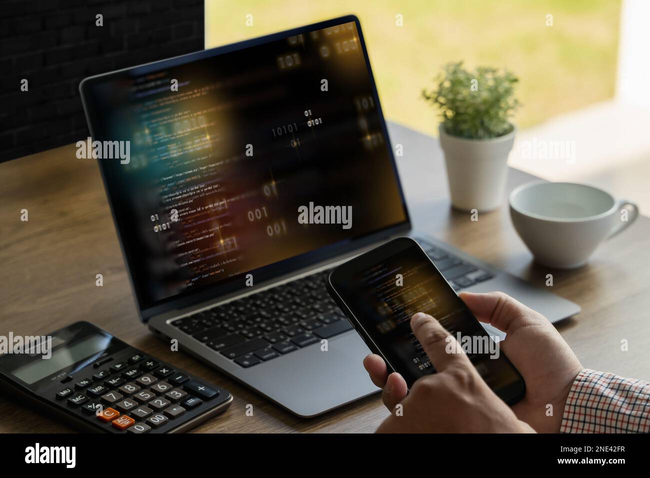 software engineer working on a laptop Website application development Technology concepts Stock Photo