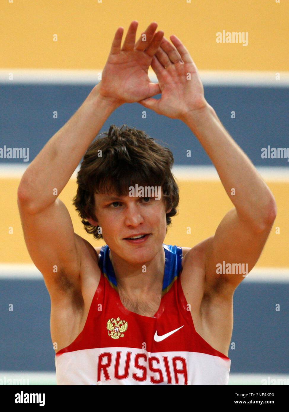 Russia's gold medalist Ivan Ukhov reacts after the Men's High Jump ...
