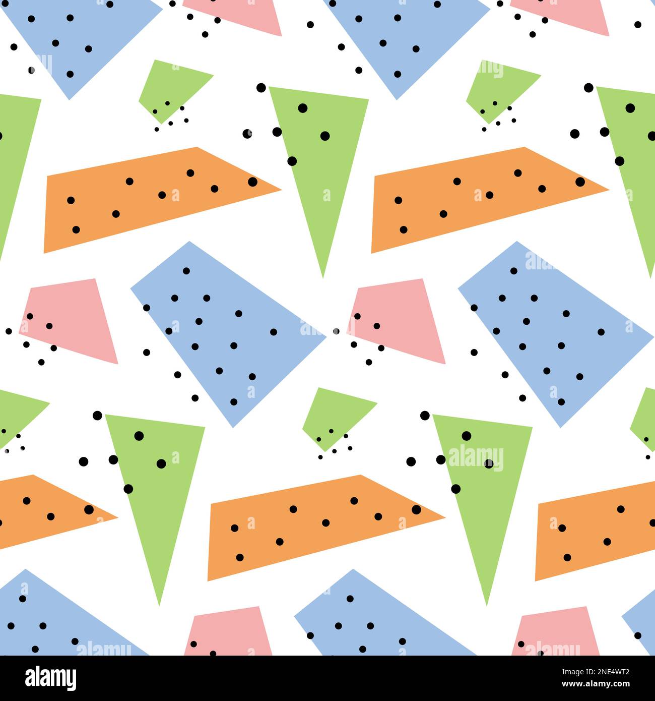 Y2k doodle abstract seamless pattern. Colorful geometric shapes repeat. Stock Vector