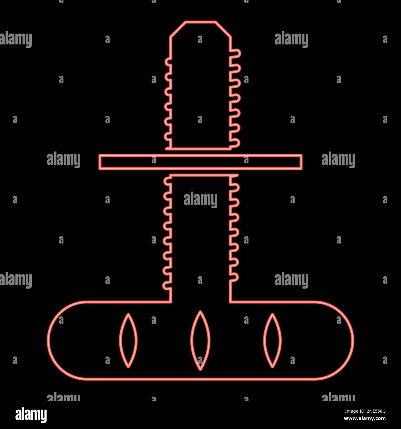 Neon furniture leg adjustable support red color vector illustration ...