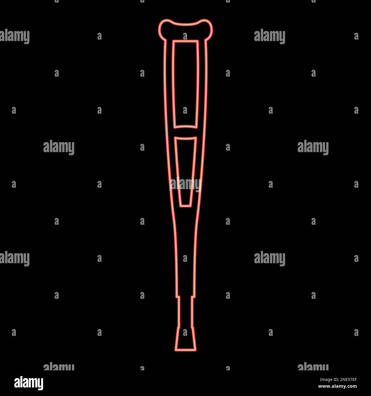 Neon crutch red color vector illustration image flat style light Stock Vector