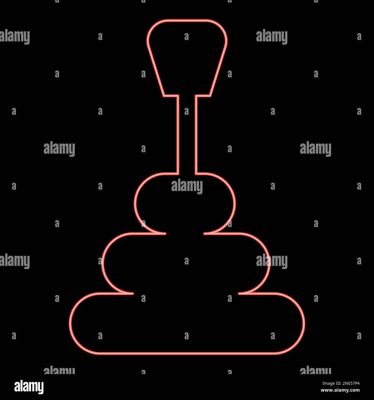 Neon gearbox manual shift automatic transmission red color vector