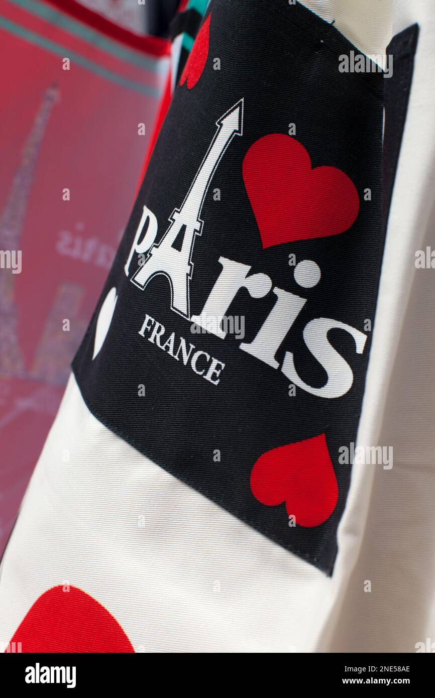 France, Paris, tourist souvenir showing Paris France and the Eiffel Tower. Stock Photo