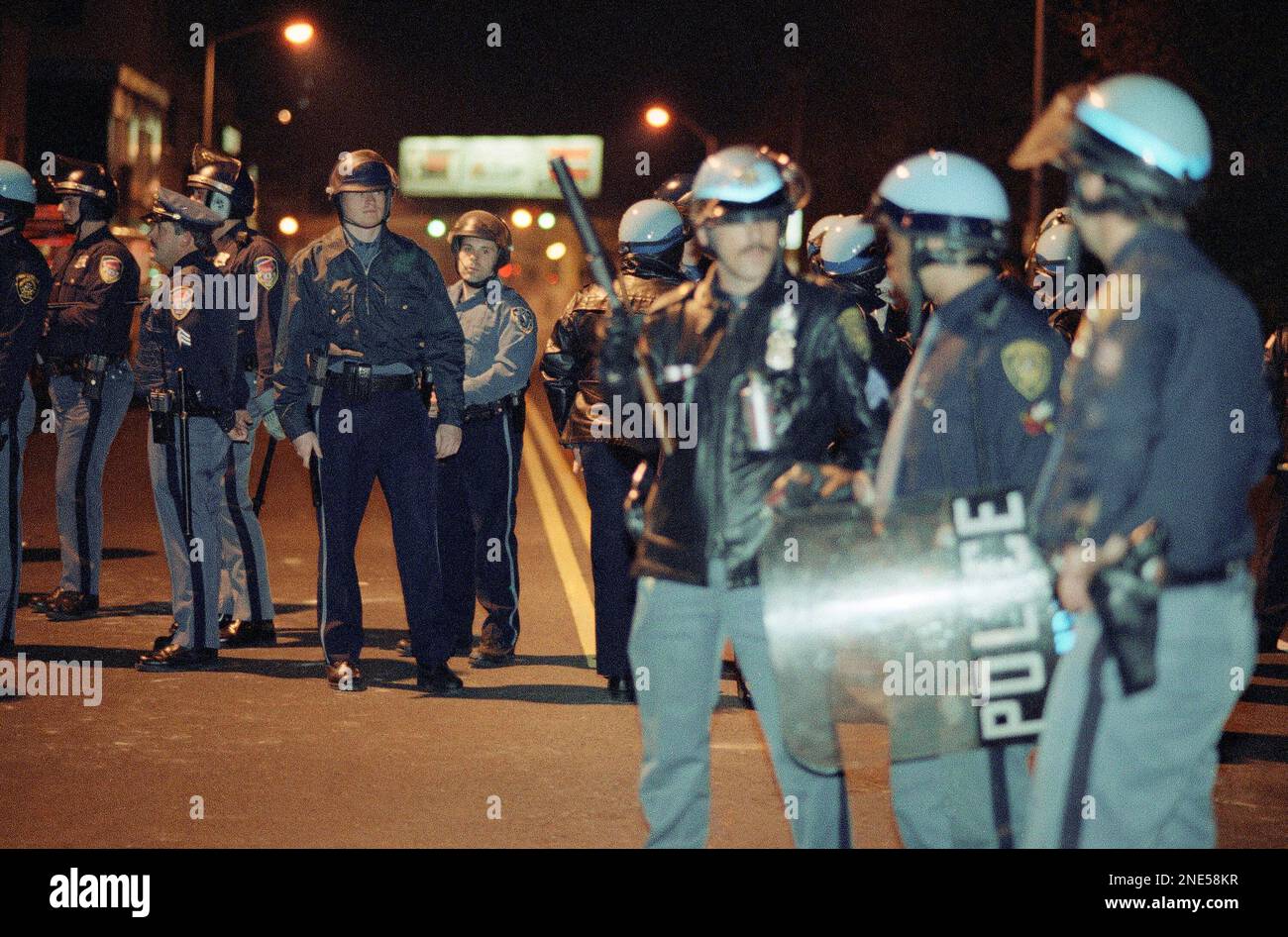 Riot In Street Police in riot gear in the street in New York on May 2, 1992. (AP Photo ...
