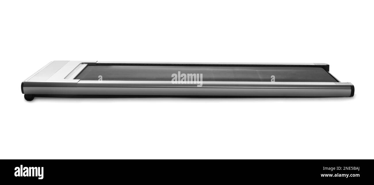 Modern walking treadmill isolated on white. Gym equipment Stock Photo