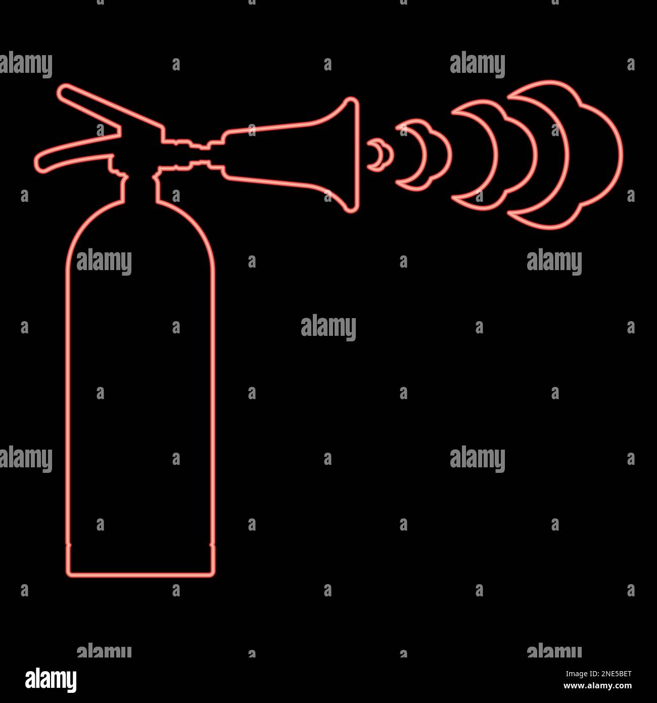 Neon fire extinguisher in action with foam bubbles jet for