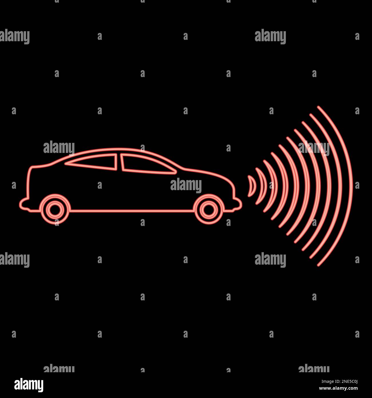 Neon car radio signals sensor smart technology autopilot front