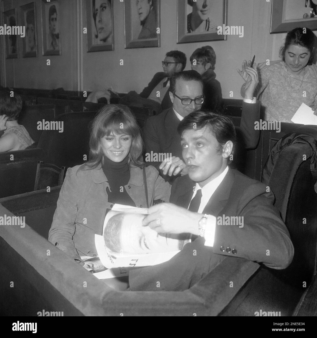 French Actor Alain Delon And His Wife Nathalie Attend The Paris Bobino Music Hall Premiere Of