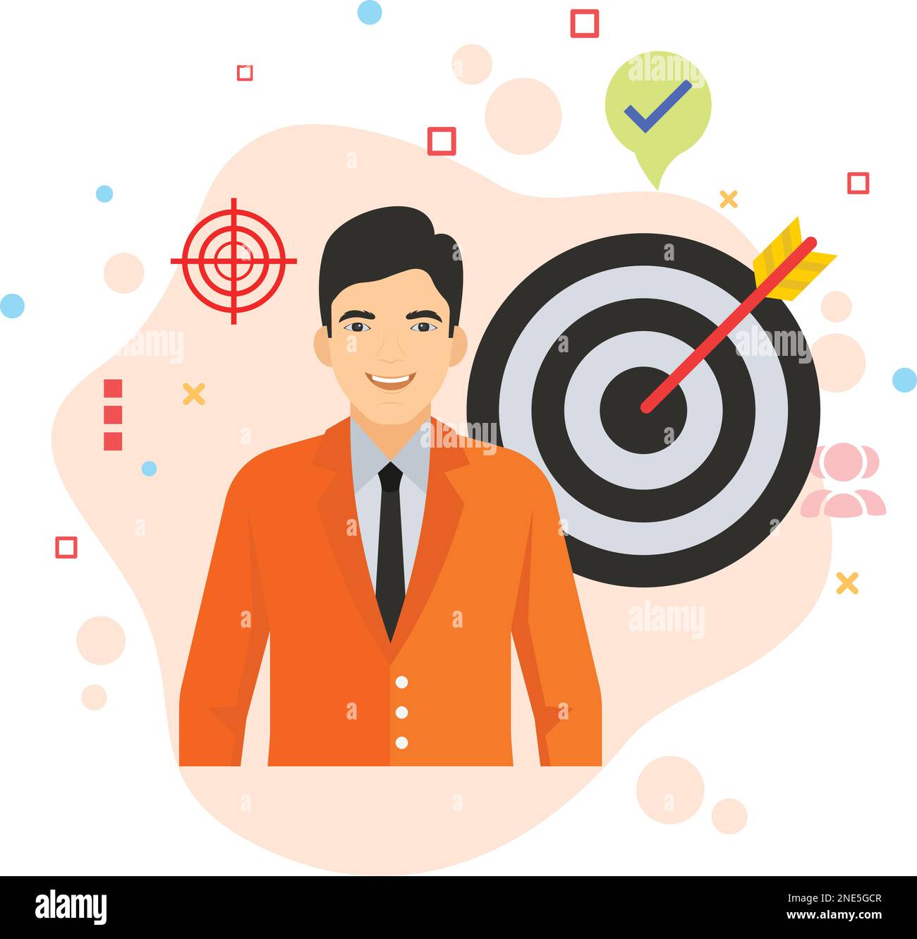 Executive with Dartboard and Arrow Sign, Employees Target Program