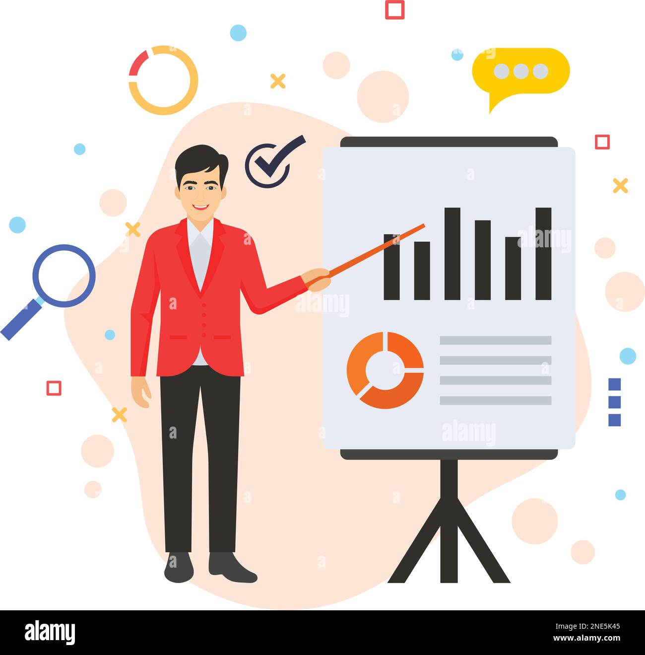 Mentor giving Presentation Vector color Icon design, business character stock illustration, Employee Skill Training program Concept, hrm symbol, Stock Vector