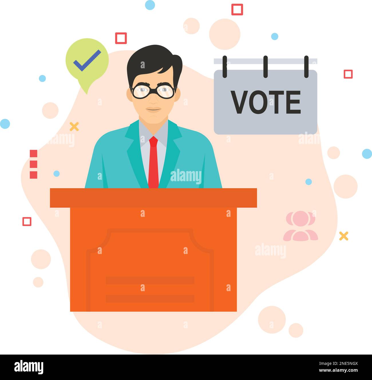 Leadership election Concept, hrm symbol, Employee union and politics vector color icon design, business character stock illustration, Candidate Voting Stock Vector