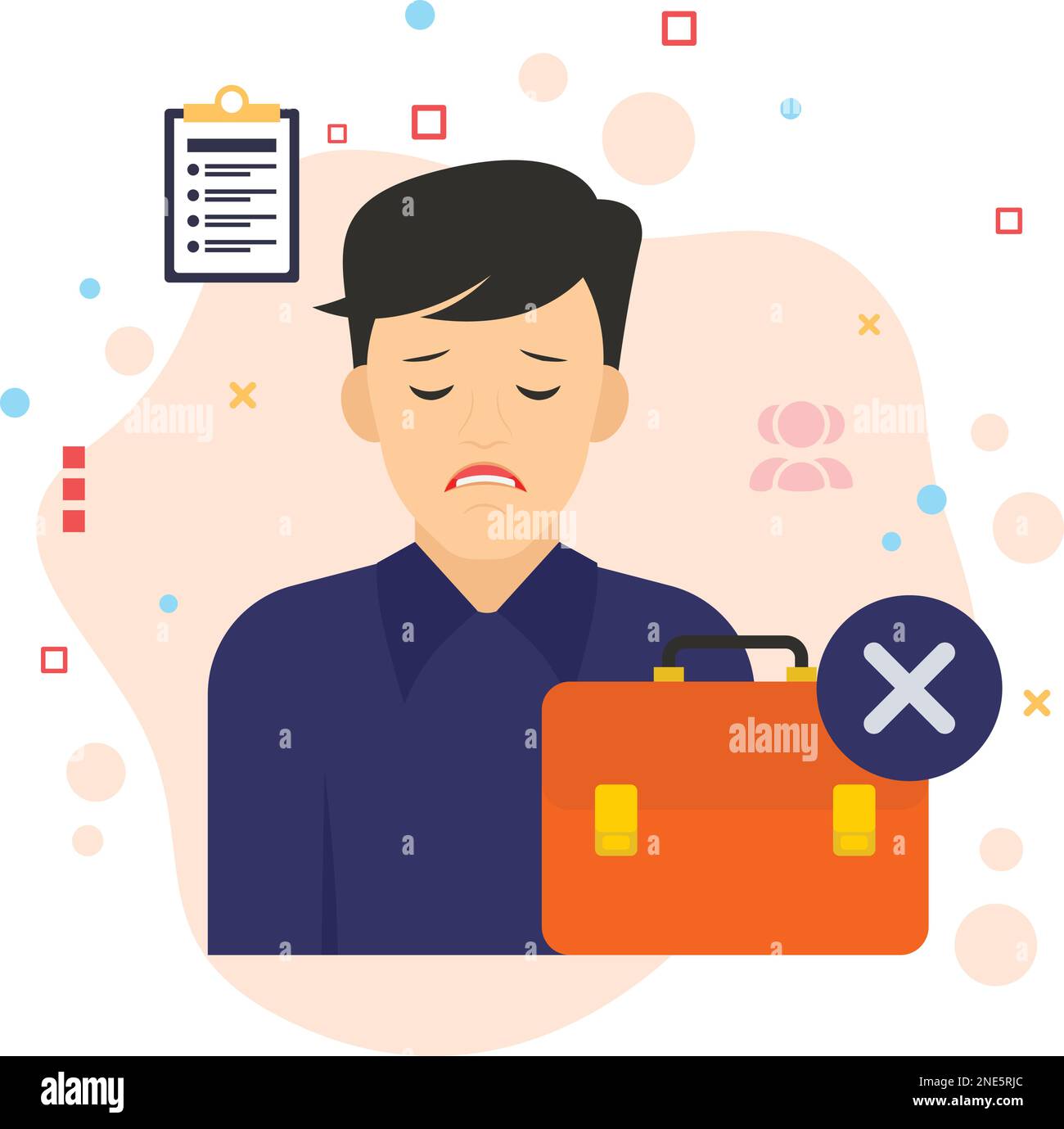 Sad Executive Dismissed Vector color Icon Design, hrm symbol, layoff Sign, Business character stock illustration, Jobless Person Concept, hr sign Stock Vector