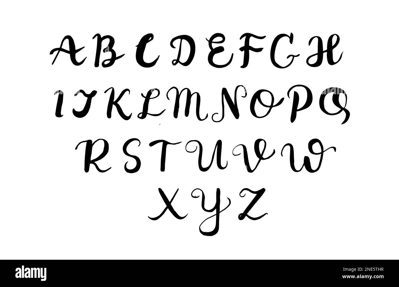Alphabet letters. English alphabet, calligraphy, lettering Stock