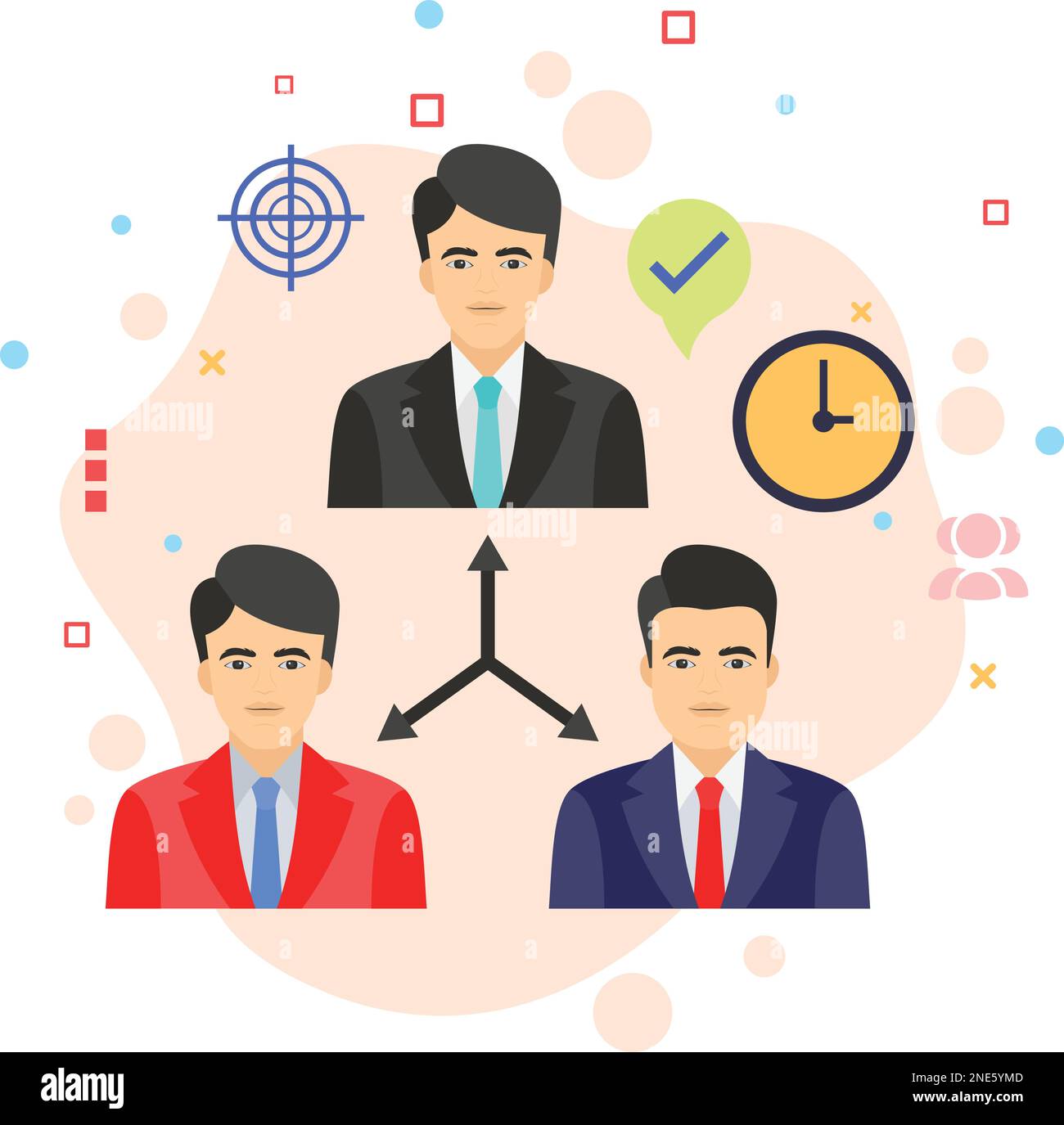 Manager and subordinate level concept, Senior and Junior Team Members stock illustration, HRM Symbol, Company Staff Vector color Icon design, Manpower Stock Vector