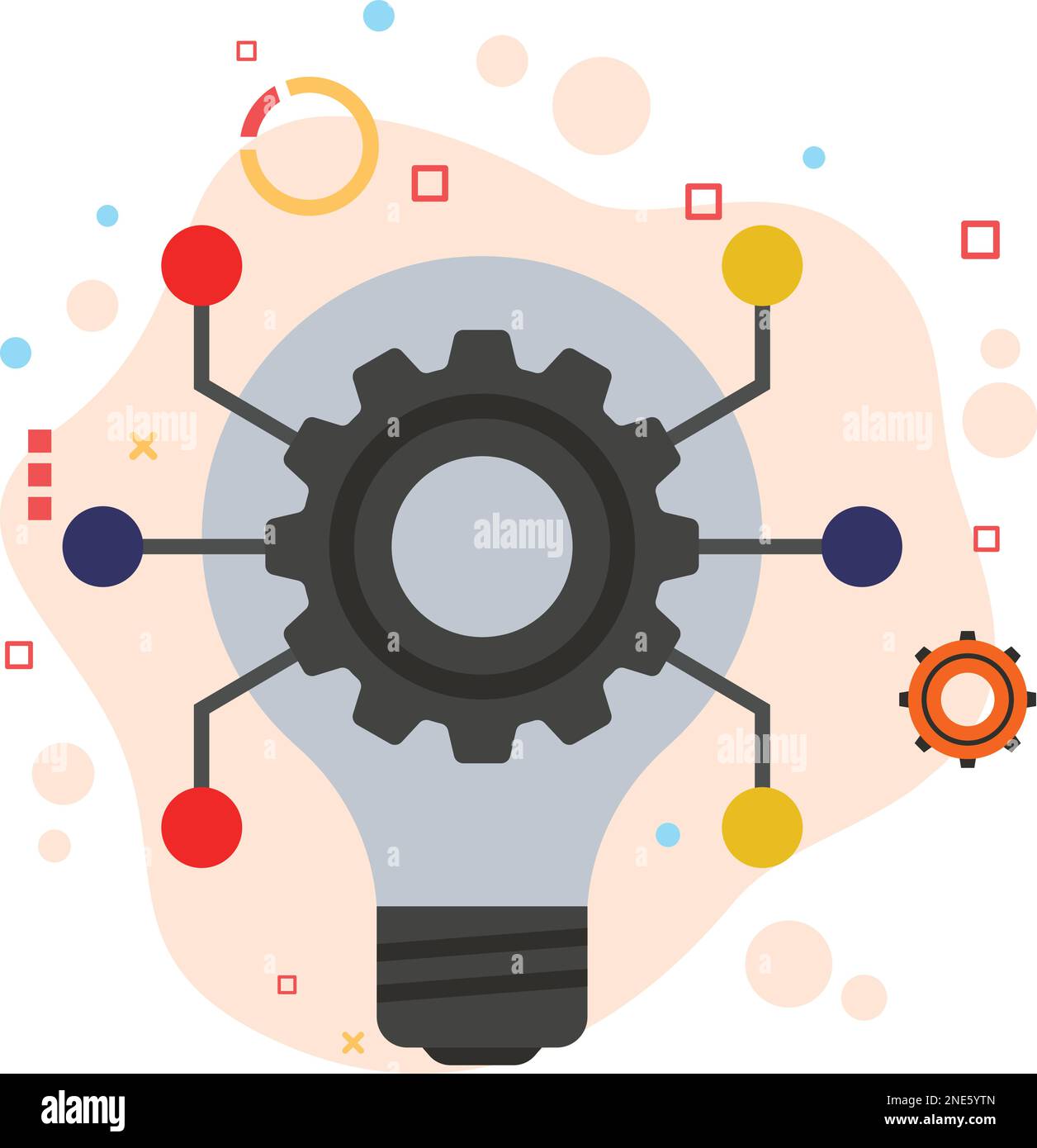 innovation in digital circuit concept, Bulb inside cogwheel vector color icon design, Business management stock illustration Stock Vector