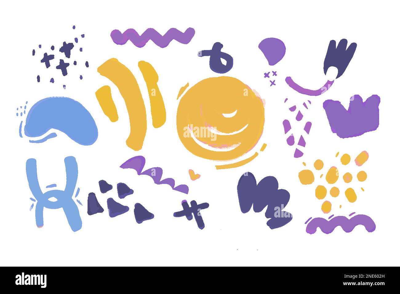 Set . Hand drawn various shapes and doodle objects. Abstract ...
