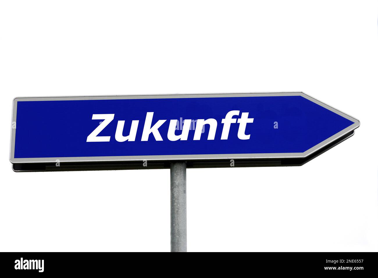 blue signpost lettering Zukunft, future Stock Photo