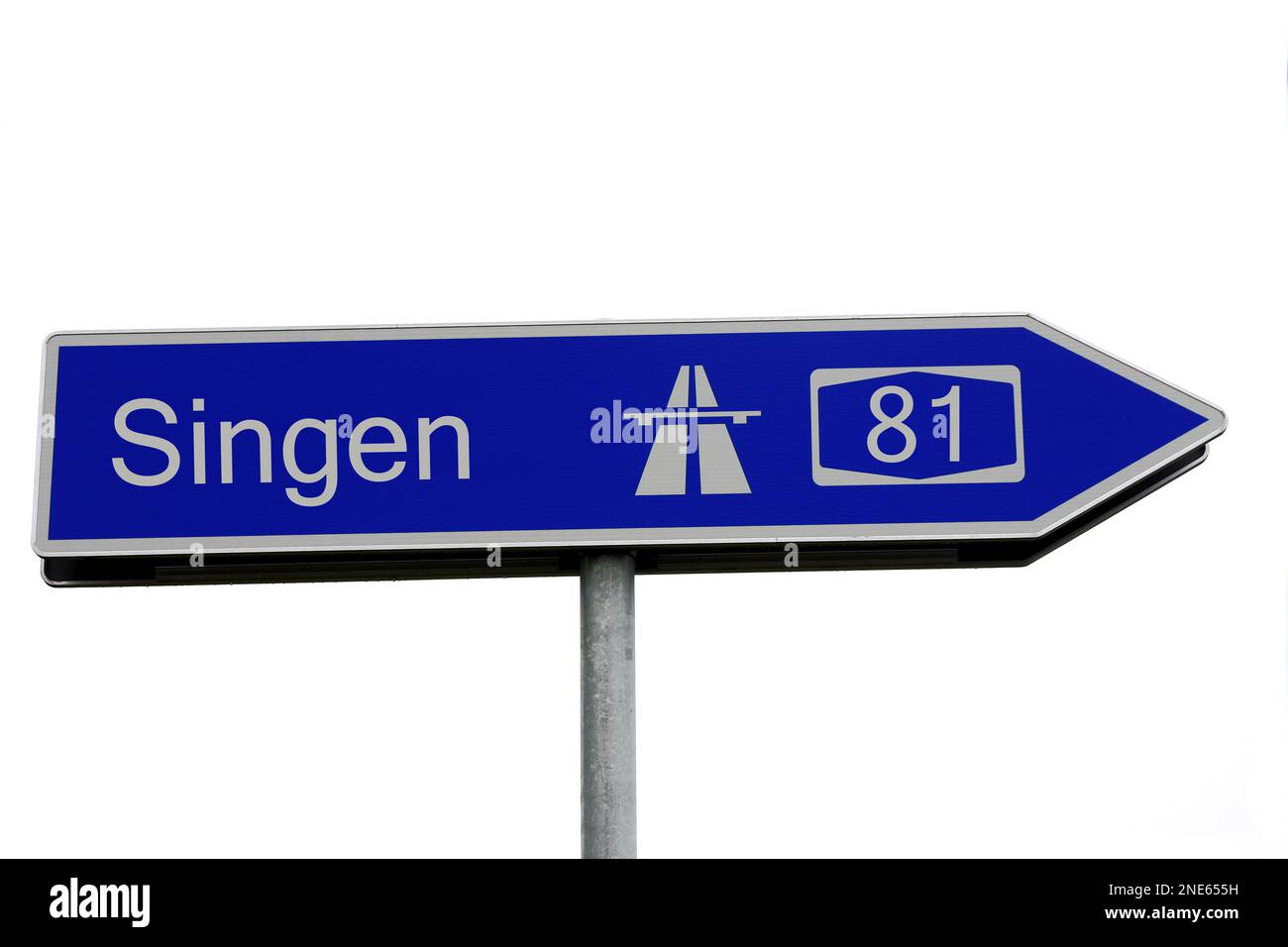 Signpost to the A81 motorway towards Singen Stock Photo