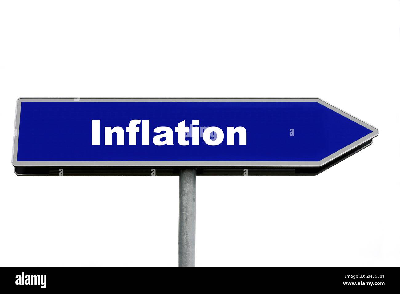 blue signpost lettering inflation Stock Photo