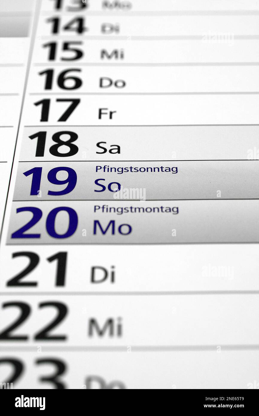 year calendar 2024 in German, Pentecost Stock Photo Alamy