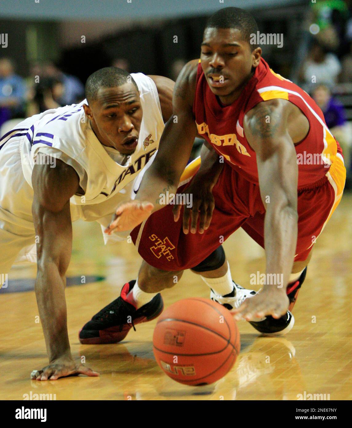 Kansas State forward Dominique Sutton , left, and Iowa State forward