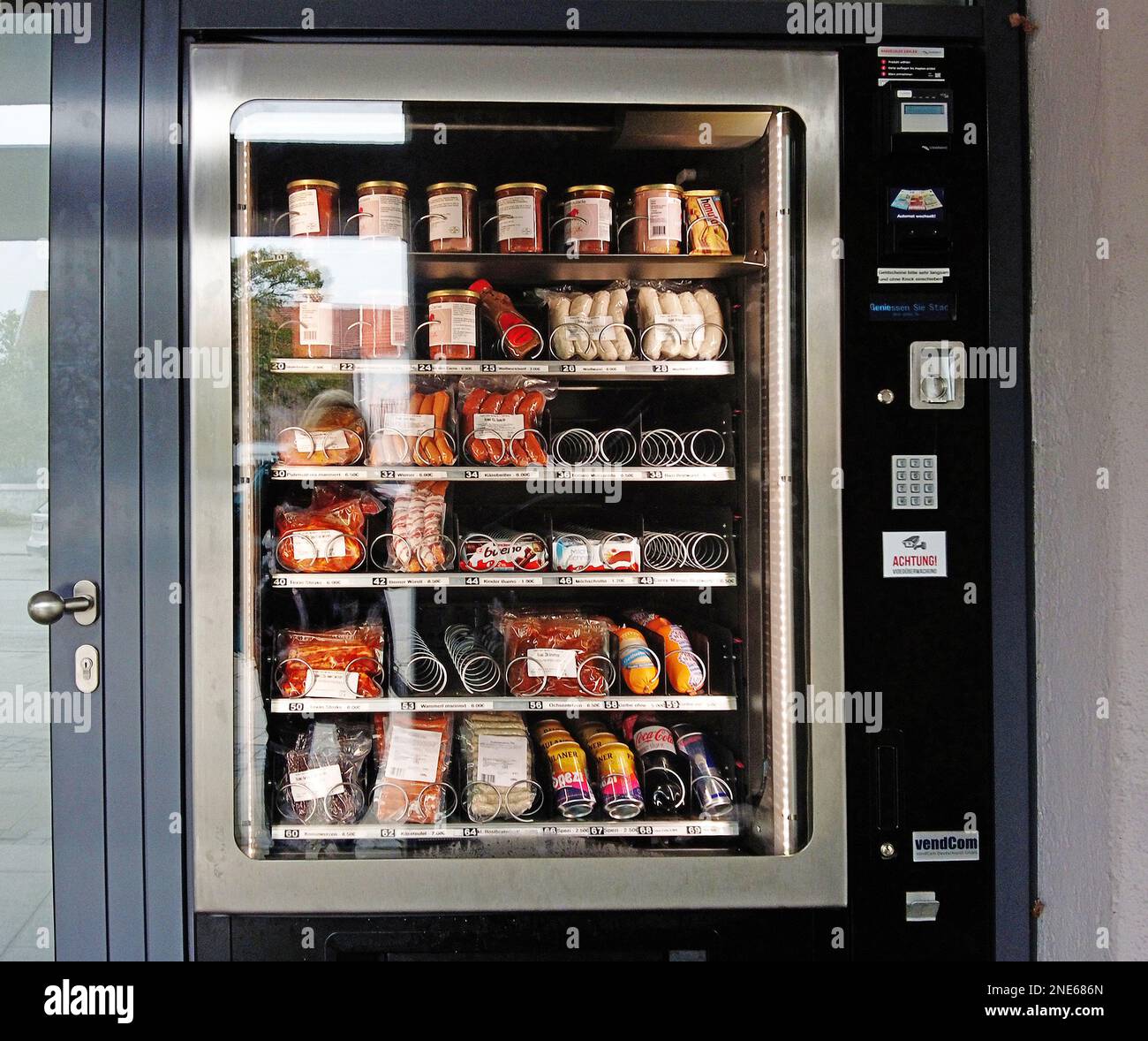 Typical German: sausage vending machine outdoor, in case you need charcuteries when the shop is closed Stock Photo