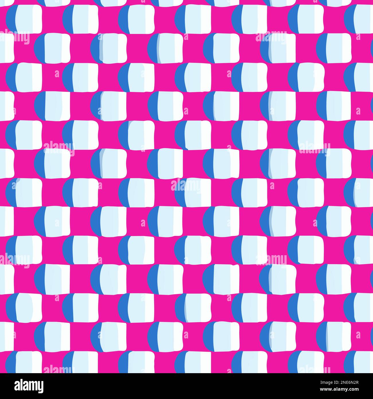 Colorful Check Pattern With Small Blue Dots Vector Background Style. Handmade vector art. Stock Vector