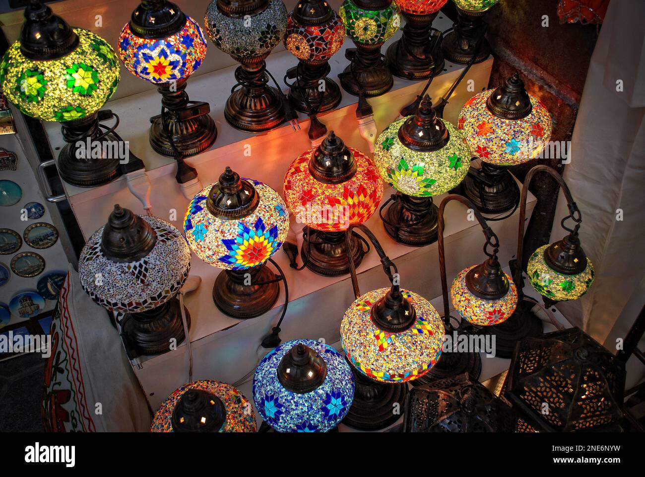 Traditional Turkish Lamps or Arab Street Lanterns (colourful glass