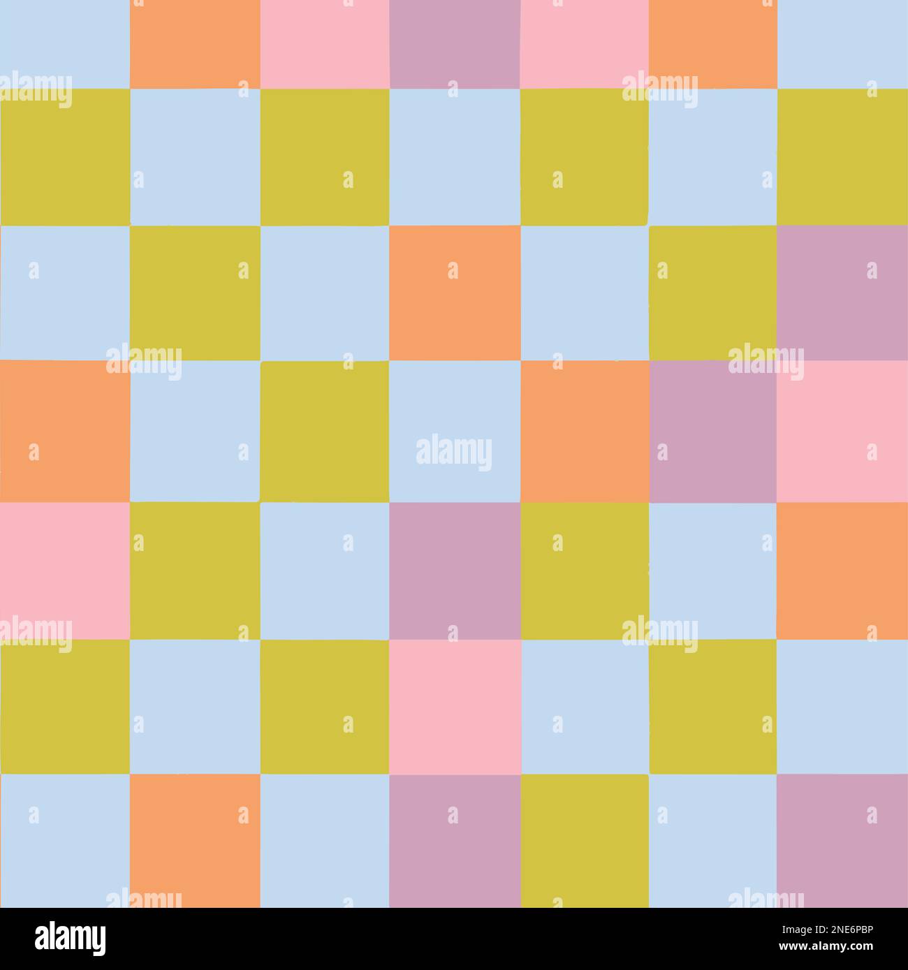 Colorful Blue Orange Check Pattern Vector Background Style. Handmade vector art. Stock Vector