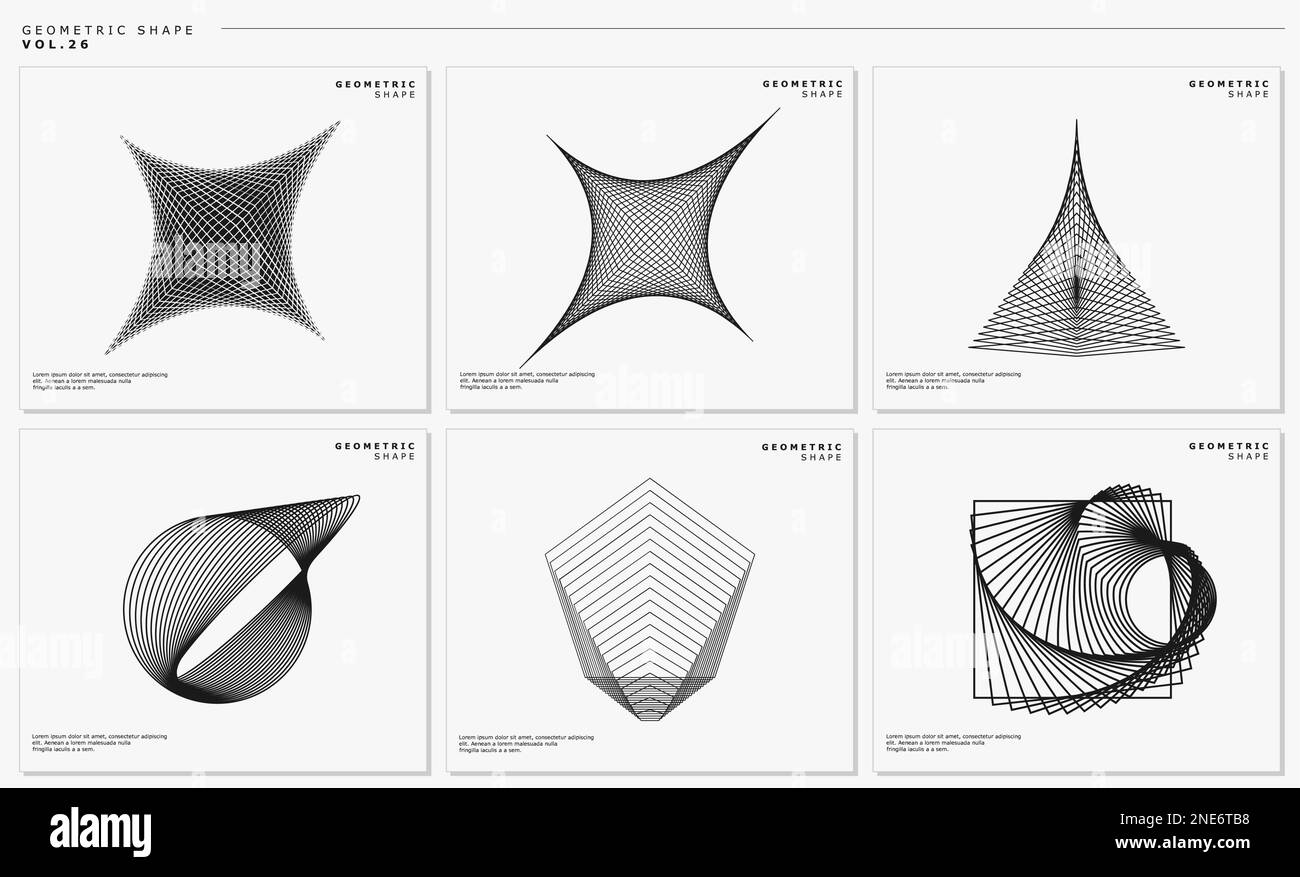 Line blend abstract design template set. Modern dynamic lines logo graphic. Stock Vector