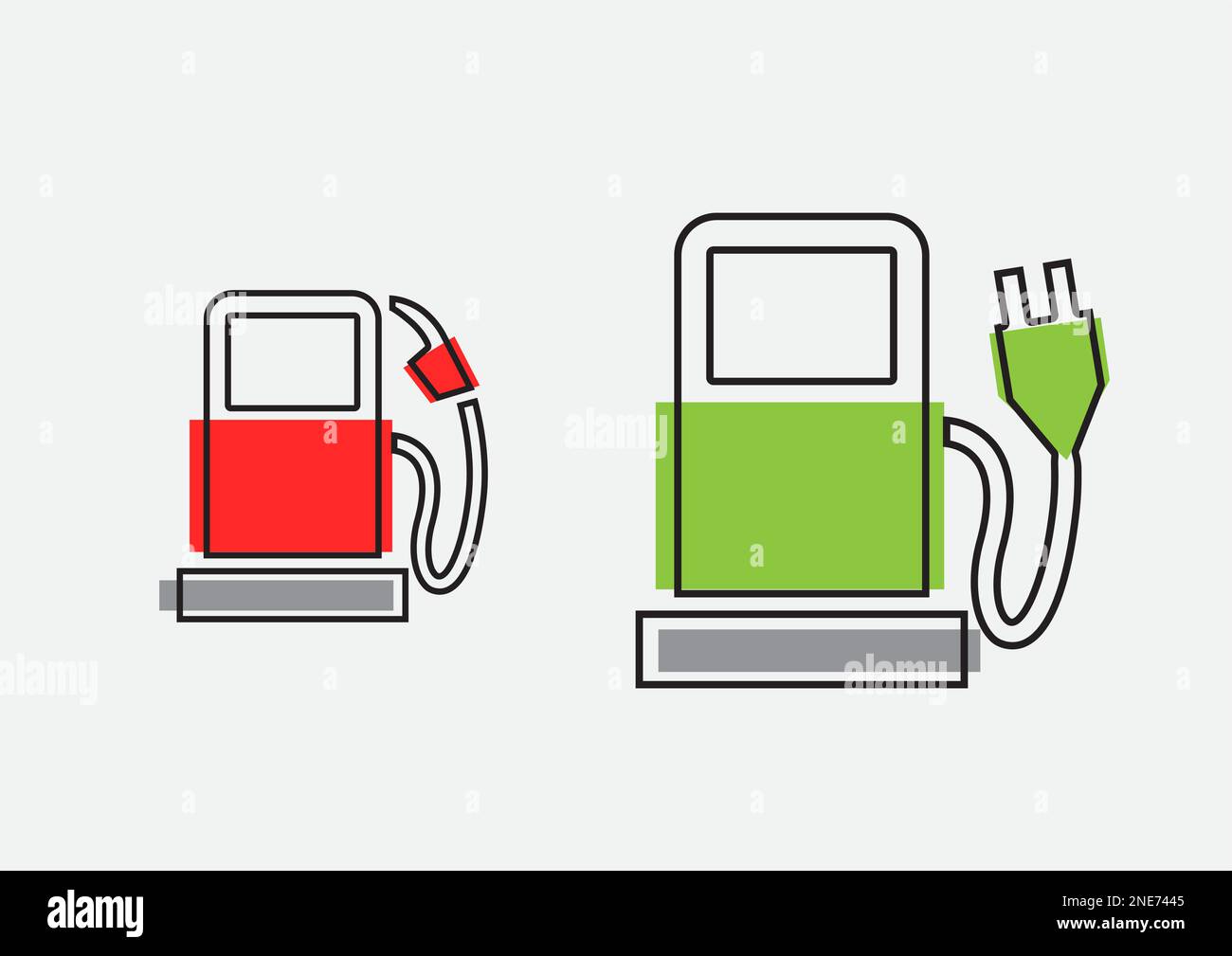 charge car with electricity gasoline outline icon Stock Vector