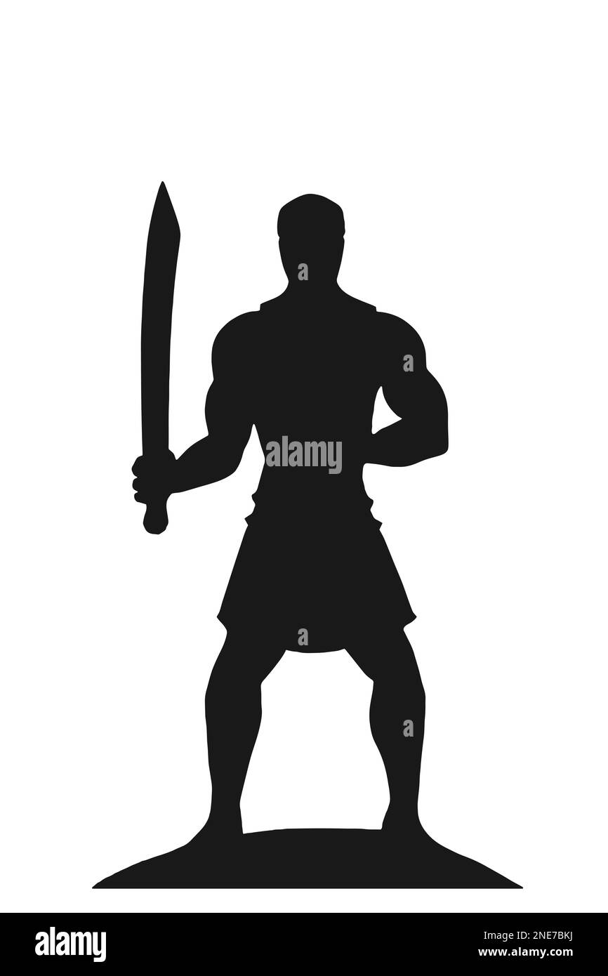 ancient roman soldier warrior man, silhouette Stock Vector