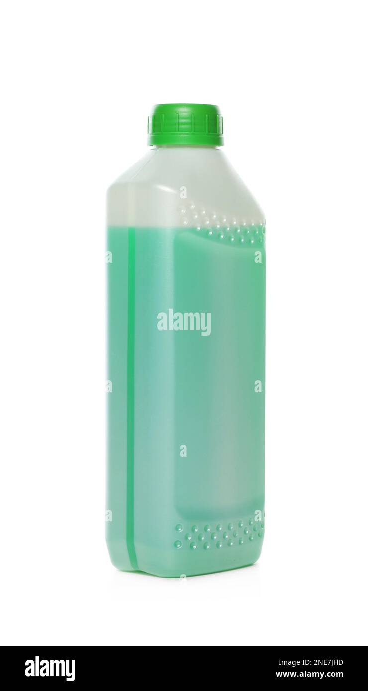 Antifreeze in plastic bottle isolated on white Stock Photo Alamy