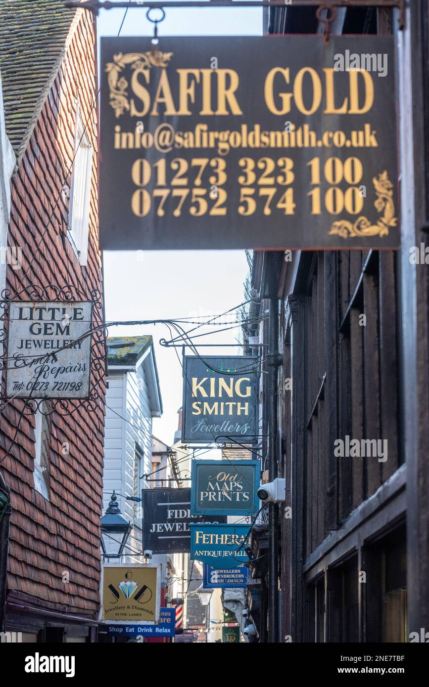 Brighton, February 14th 2023 Signage in The Lanes Stock Photo Alamy