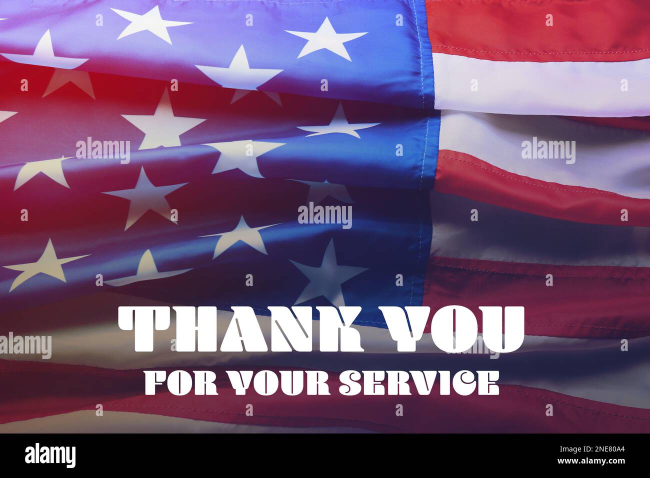 American flag as background and text THANK YOU FOR YOUR SERVICE, top ...
